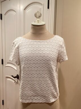Lilly Pulitzer for Target White Eyelet Circle Lace Short Sleeve Top